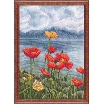 Lakeside Poppies Counted Cross Stitch kit