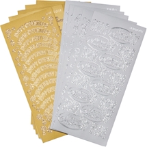 Greeting Christmas Stickers - Gold/silver