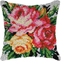 Red & Yellow Roses Latch Hook Cushion