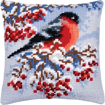 Bird in Winter Needlepoint Cushion