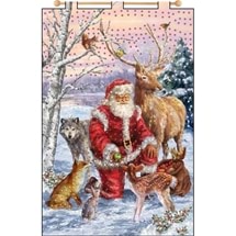 Santa In the Forest Sequin Banner