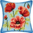 Poppies on Blue Cushion_65393_0