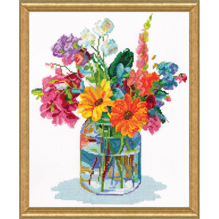 Cottage Bouquet Counted Cross Stitch kit - The Fox Collection