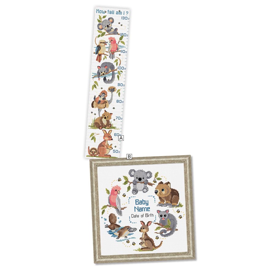 Little Aussie Growth Chart and Birth Sampler The Fox Collection